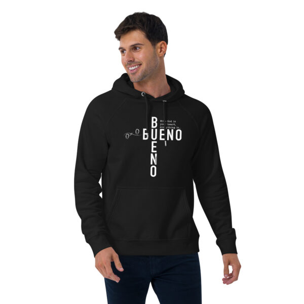 "Bueno Bueno" English ~ Unisex Eco Raglan Hoodie - Image 2