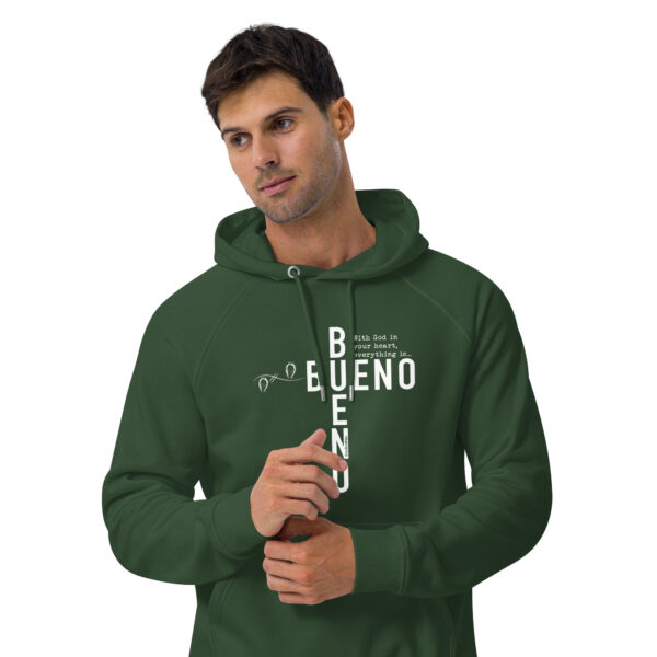 "Bueno Bueno" English ~ Unisex Eco Raglan Hoodie - Image 12