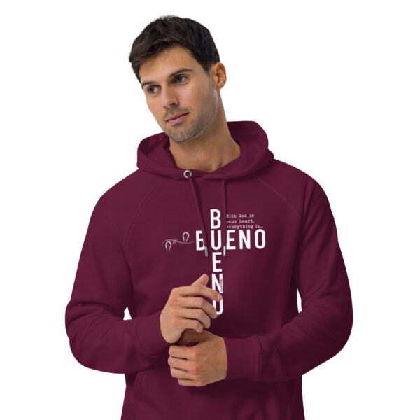 "Bueno Bueno" English ~ Unisex Eco Raglan Hoodie - Image 6