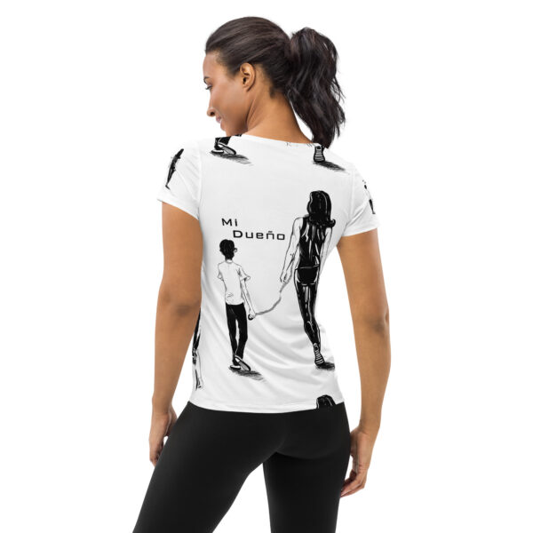 "Mi Dueño" All-Over Print Women's Athletic T-Shirt - Image 2