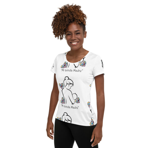 "Mi Linda Madre" ~ Gear Heart – All-Over Print Women's Athletic T-Shirt - Image 4