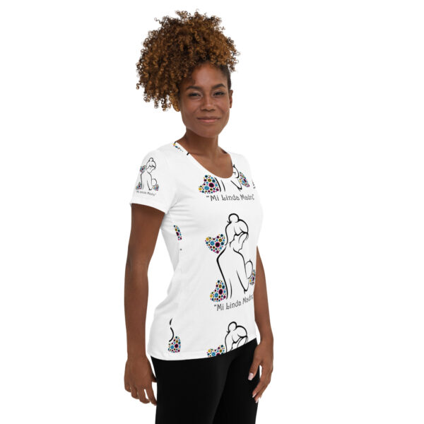 "Mi Linda Madre" ~ Gear Heart – All-Over Print Women's Athletic T-Shirt - Image 3