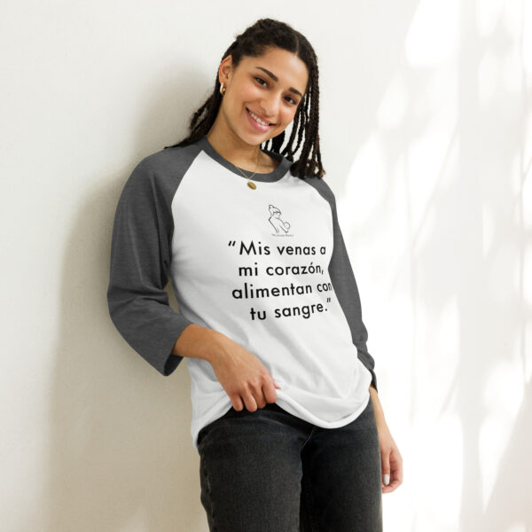 "Mi Linda Madre" ~ Venas – 3/4 Sleeve Raglan Shirt - Image 5