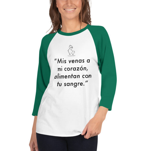 "Mi Linda Madre" ~ Venas – 3/4 Sleeve Raglan Shirt - Image 11