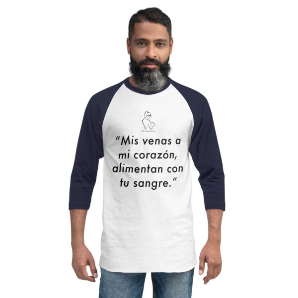 "Mi Linda Madre" ~ Venas – 3/4 Sleeve Raglan Shirt - Image 2