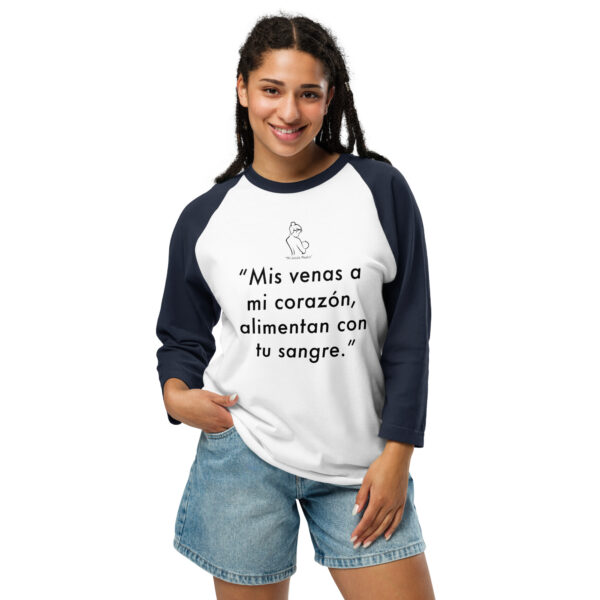 "Mi Linda Madre" ~ Venas – 3/4 Sleeve Raglan Shirt - Image 3