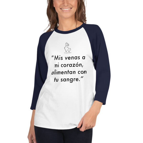 "Mi Linda Madre" ~ Venas – 3/4 Sleeve Raglan Shirt - Image 8