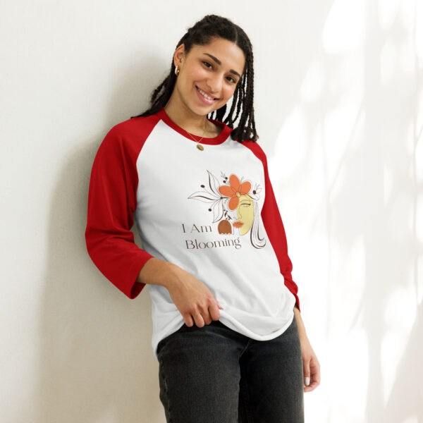 "I Am Blooming" ~ Hair 3/4 Sleeve Raglan Shirt - Image 3