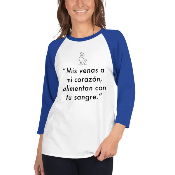 "Mi Linda Madre" ~ Venas – 3/4 Sleeve Raglan Shirt - Image 9