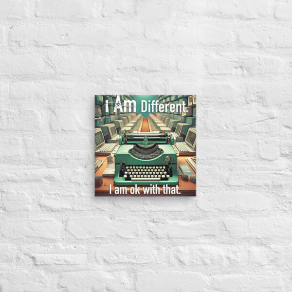 "I Am Different" ~ Green Typewriter Canvas Frame - Image 3