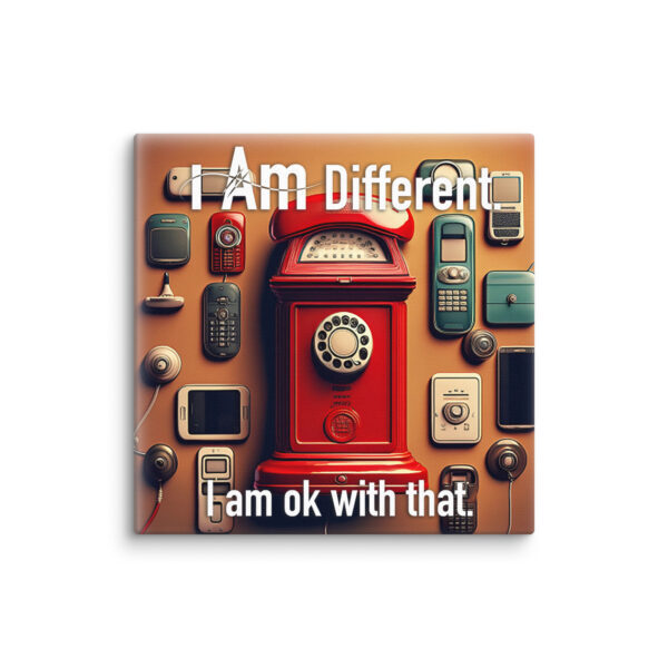 "I Am Different" ~ Red Antique Telephone Canvas Wrap - Image 2