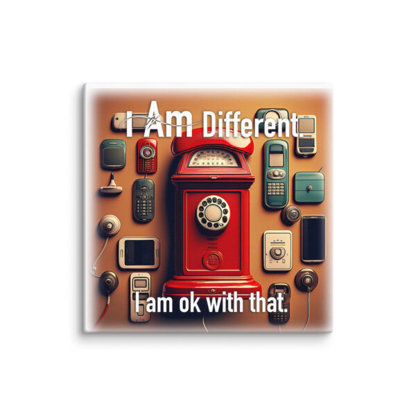 "I Am Different" ~ Red Antique Telephone Canvas Wrap - Image 3