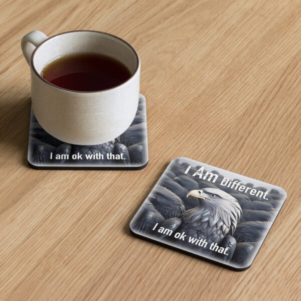 "I Am Different" ~ Silver Eagle Cork-Back Coaster