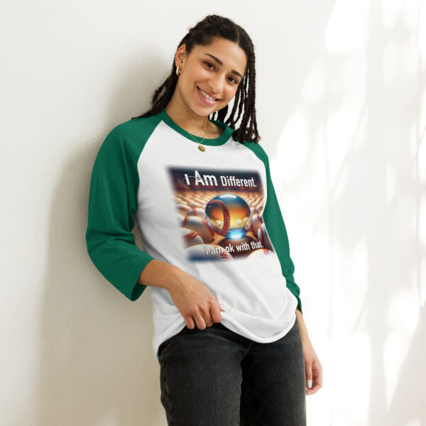 "I Am Different" ~ Glass Baseball 3/4 Sleeve Raglan Shirt - Image 6