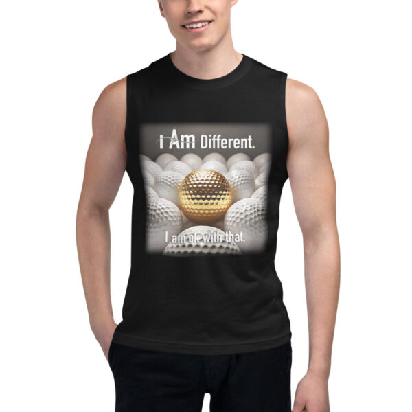 "I Am Different" ~ Gold Golf Ball Muscle Shirt