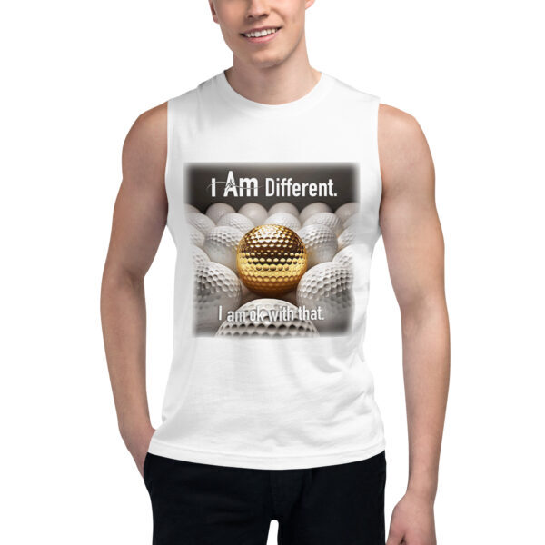 "I Am Different" ~ Gold Golf Ball Muscle Shirt - Image 2