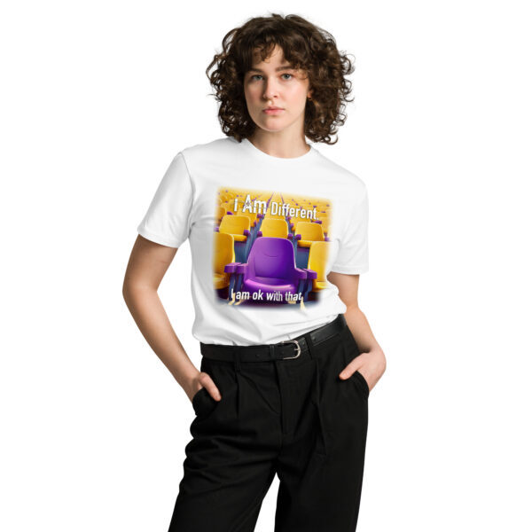 "I Am Different" ~ Purple Seat Unisex Premium T-Shirt - Image 8