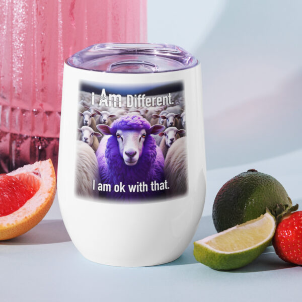 "I Am Different" Purple Sheep Wine Tumbler - Image 3