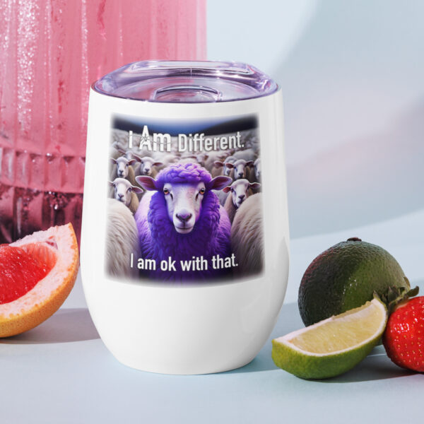 "I Am Different" Purple Sheep Wine Tumbler - Image 4