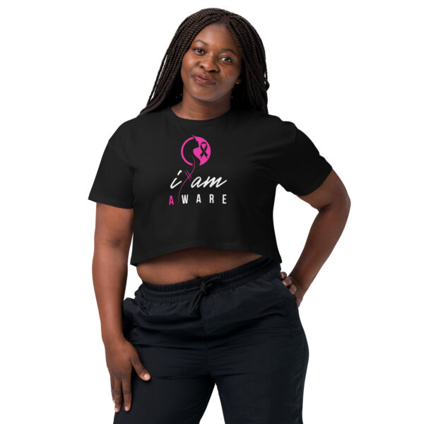 "I Am Aware" ~ Breast Cancer Awareness Women’s Crop Top - Image 6