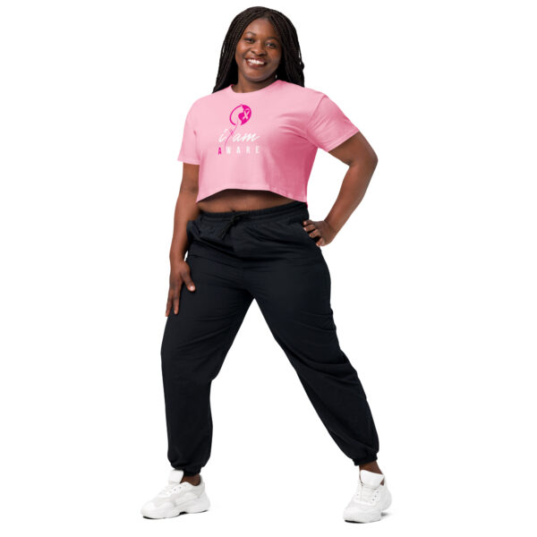 "I Am Aware" ~ Breast Cancer Awareness Women’s Crop Top - Image 4