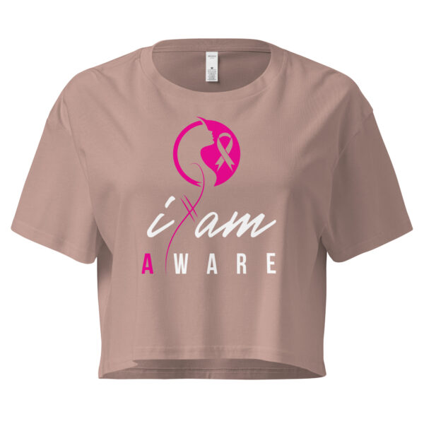 "I Am Aware" ~ Breast Cancer Awareness Women’s Crop Top - Image 2