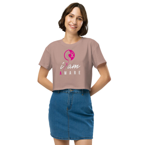 "I Am Aware" ~ Breast Cancer Awareness Women’s Crop Top - Image 7