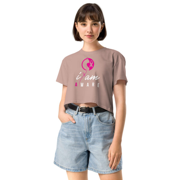 "I Am Aware" ~ Breast Cancer Awareness Women’s Crop Top - Image 8