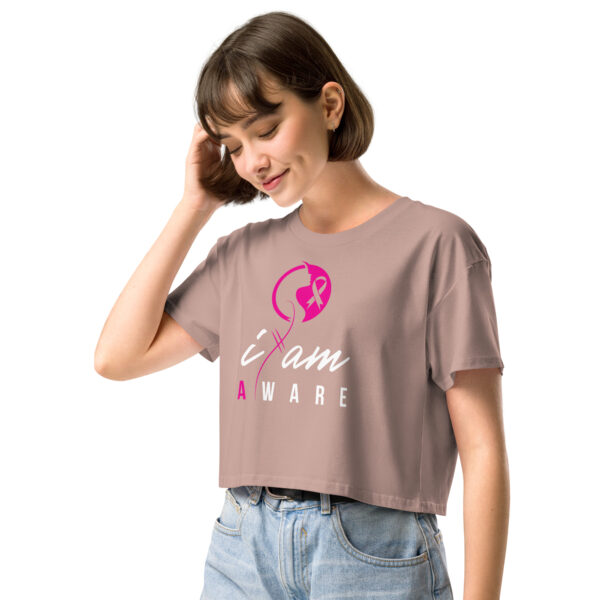 "I Am Aware" ~ Breast Cancer Awareness Women’s Crop Top - Image 9