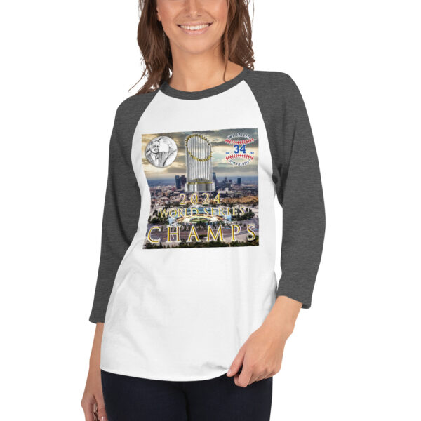 "World Champs" ~ 2024 World Series Champs 3/4 Sleeve Raglan Shirt - Image 3