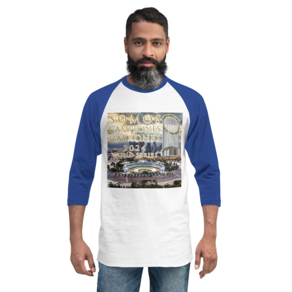 "Somos Campeones Cabrones" ~ 2024 World Series Champs 3/4 Sleeve Raglan Shirt - Image 3